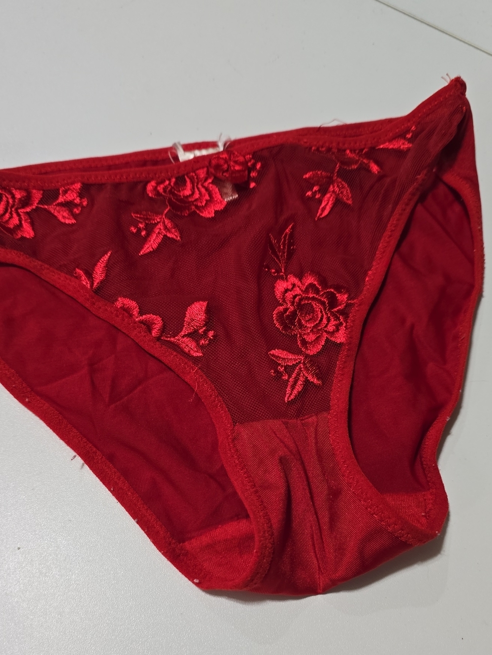 Red Floral Mesh Panty
